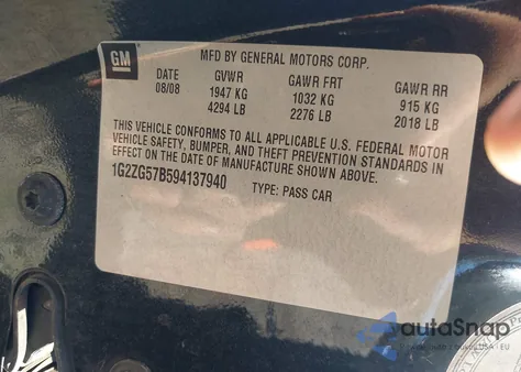 2009 Pontiac G6 from USA, damaged, VIN 1G2ZG57B594137940